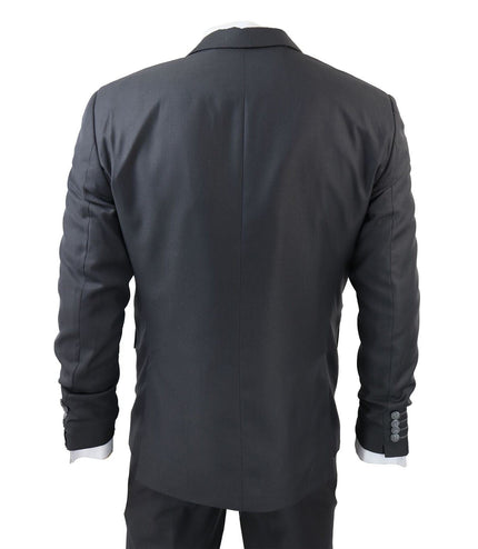 Mens IM1 Classic Plain Charcoal 3 Piece Suit