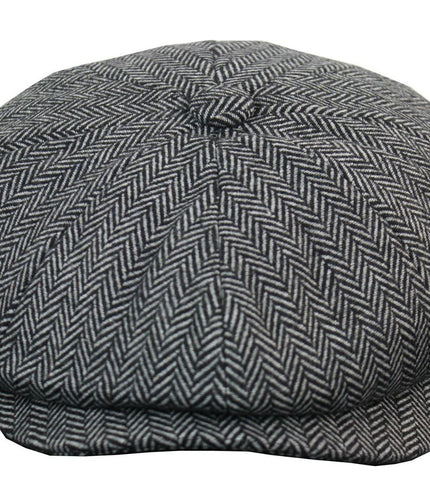 Mens Peaky Blinders Grey Tweed Gatsby Flat Baker Hat