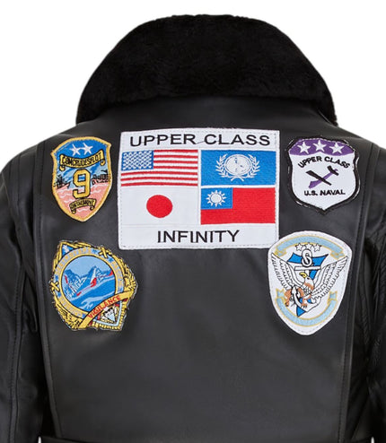 Women's A2 Top Gun Leather Bomber Jacket-Sunbury - Black