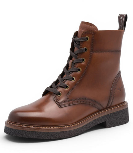 Tamaris Women's Brown Leather Lace-Up Combat Boots - 25224-47
