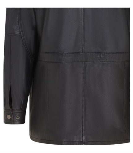 Mens Soft Italian Leather Parka Coat-Winnipeg - Black-Brown