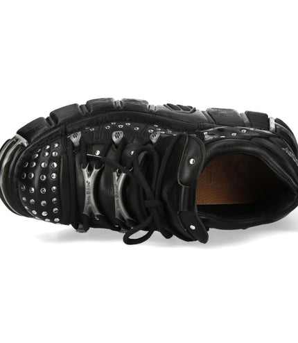 New Rock M-120Nr-C1 Black Leather Gothic Platform Ankle Boots