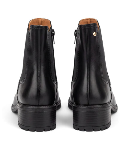 Pikolinos Women's Black Leather Chelsea Heeled Ankle Boots - Medina