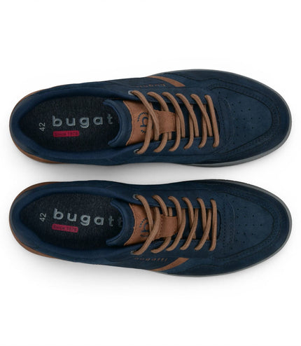 Bugatti Men's Navy Blue Leather Fashion Comfort Trainer Shoes - Llopart