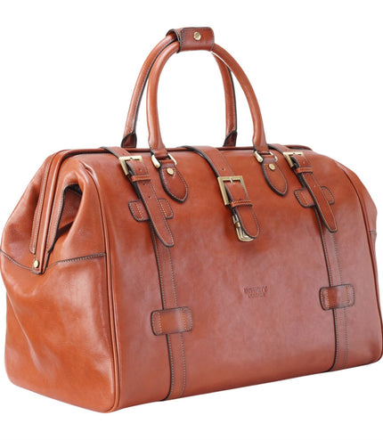 Genuine Leather Tan Duffle Holdall Vintage Travel Gym Bag - Windsor