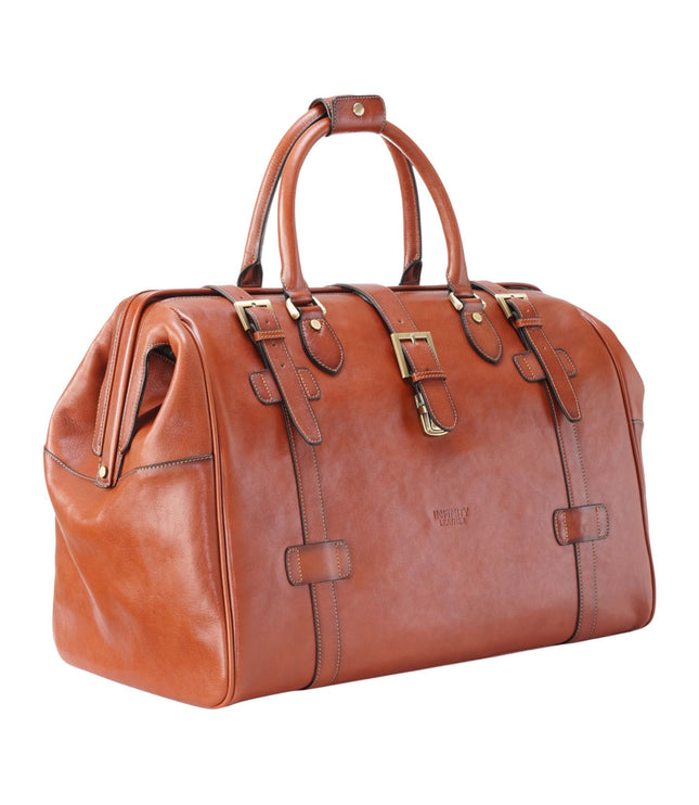 Genuine Leather Tan Duffle Holdall Vintage Travel Gym Bag - Windsor