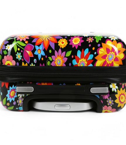 Ballina Set of 3 Hard Shell Suitcase in Black Flower