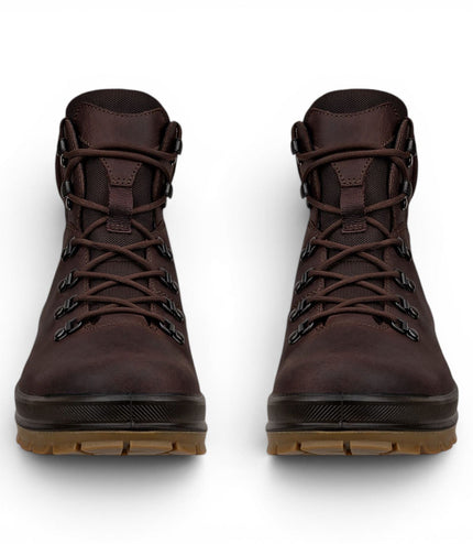 Ecco Men's Brown Leather Waterproof Lace-up Hiking Boots - Rugged Track 25