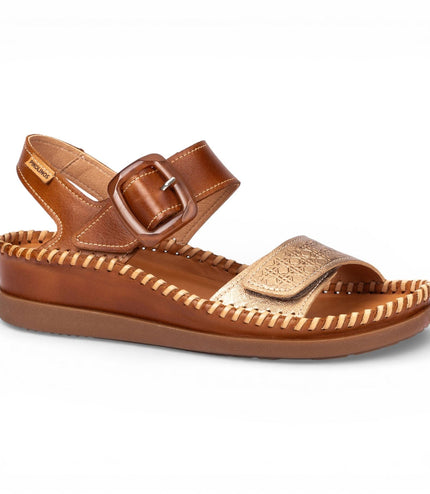 Pikolinos Women's Brown Leather Lightweight Summer Wedge Sandals - Cadaques