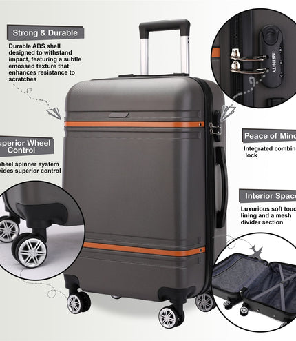 Calgary Medium Hard Shell Suitcase in Charcoal Black