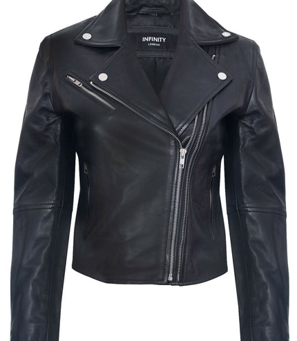 Womens Classic Red Nappa Leather Retro Biker Jacket-Bergen