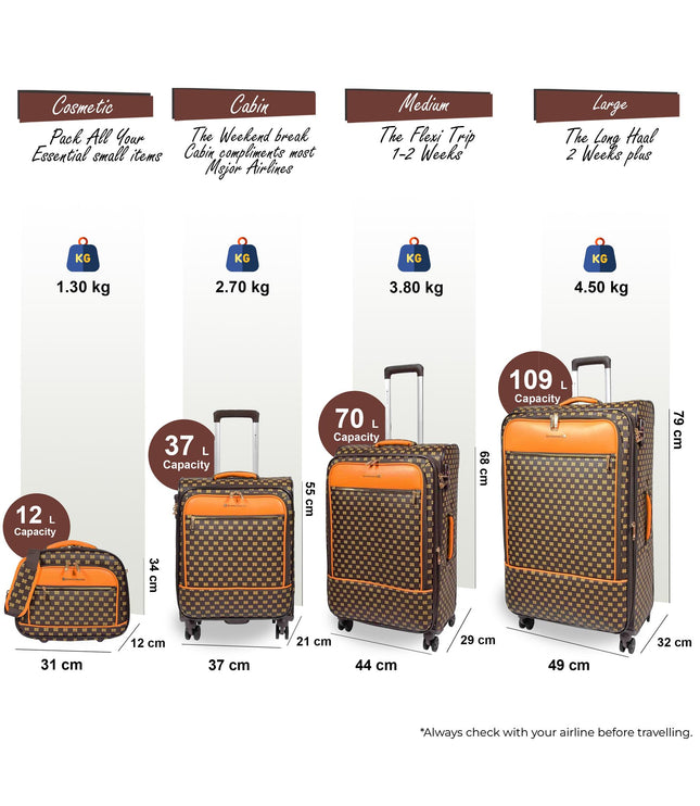 Corringham Set of 4 Soft Shell Suitcase in Coffee
