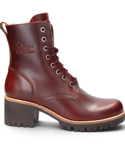 Panama Jack Women's Burgundy Leather Waterproof Warm Lace-Up Boots - Padma B25