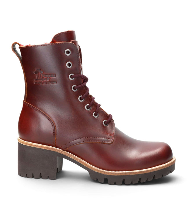 Panama Jack Women's Burgundy Leather Waterproof Warm Lace-Up Boots - Padma B25