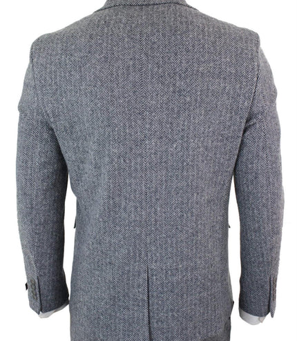 Men's 3 Piece Grey Herringbone Tweed Suit