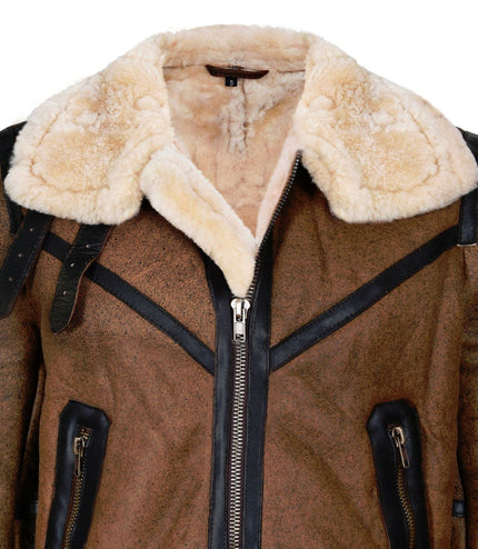Mens Brown Vintage Pilot B3 Sheepskin Jacket- KNOXVILLE