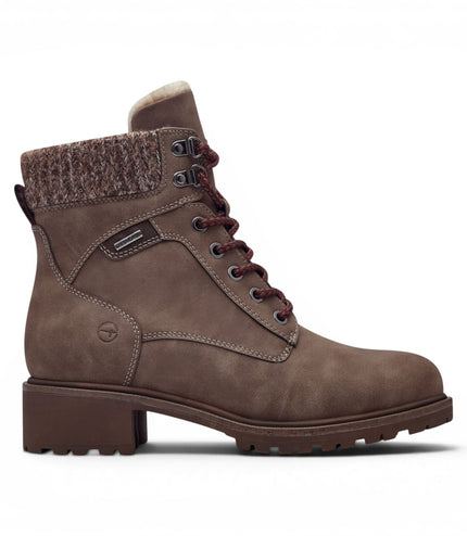 Tamaris Women’s Taupe Warm Lace-Up Winter Outdoor Ankle Boots - 26266-43