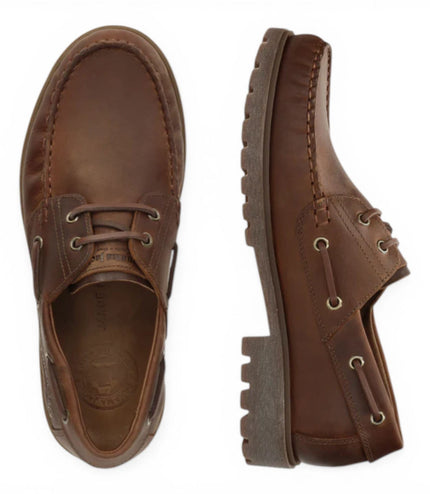 Panama Jack Boat C5 Men's Waterproof Bark Brown Leather Lace-Up Low-Cut Ankle Boots -