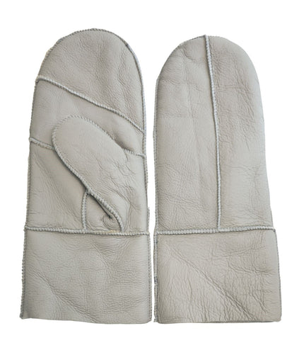 Infinity Leather Womens Grey Genuine Real Sheepskin Mittens Warm Gloves
