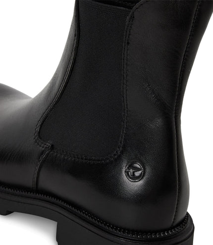 Tamaris Womens Black Leather Classic High Chelsea Ankle Boots