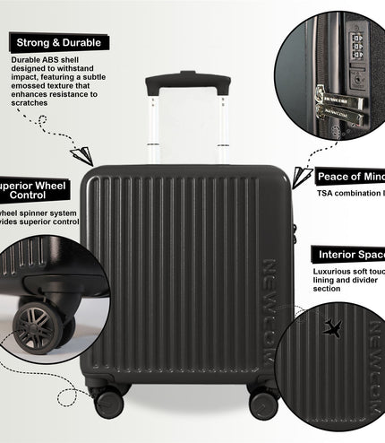 Hard Shell Cabin 44 x 22 x 38 cm Black TSA Secure Luggage Suitcase Suitable for Easyjet, Ryanair
