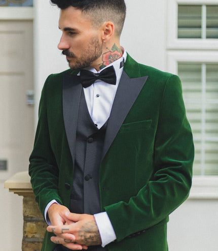 Mens Green Velvet Dinner Tuxedo Suit Jacket Blazer