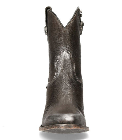 New Rock Black Leather Pointed Cowboy Boots - WSTM006-S1