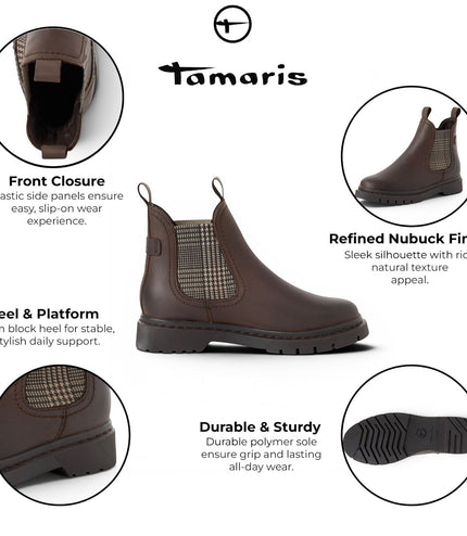 Tamaris Womens Black Leather Classic Chelsea Ankle Boots - 25829-43