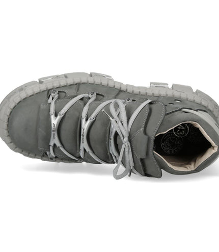 New Rock M-106Wall-C63 Grey Leather Urban Gothic Ankle Boots