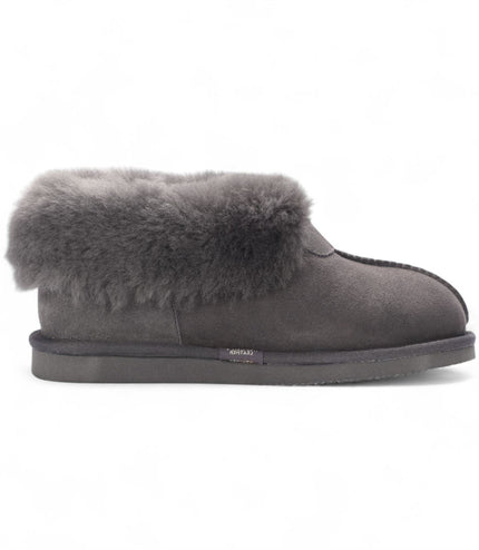 Women's Sheepskin Suede Ankle Grey Slip-On Bootie Winter - Glacier