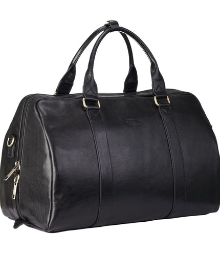 Vintage Genuine Leather Black Holdall Duffle Gym Travel Bag - Atlas