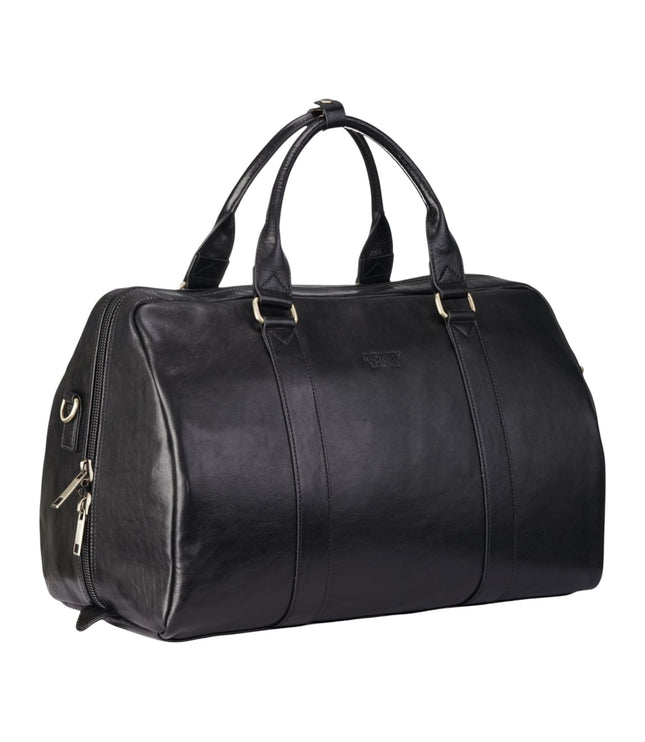 Vintage Genuine Leather Black Holdall Duffle Gym Travel Bag - Atlas