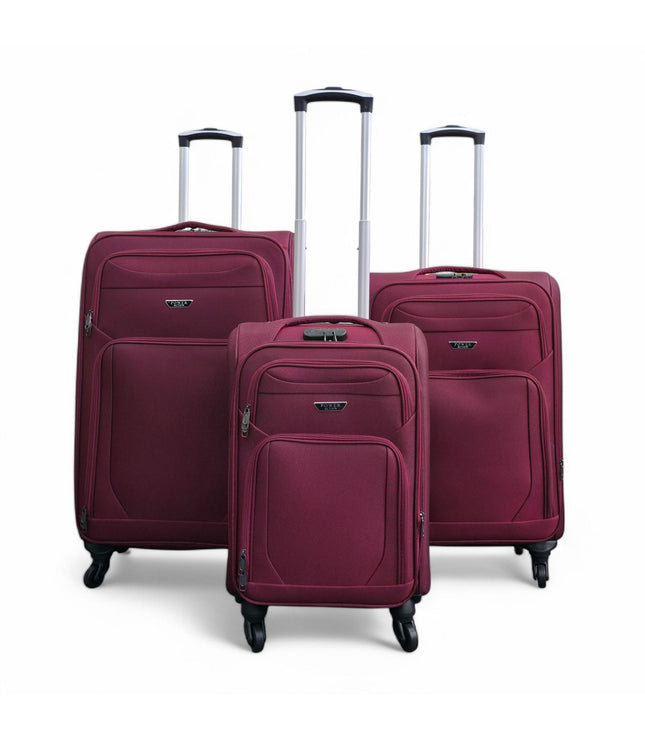 Nagoya Set of 3 Soft Shell Suitcase in Wine