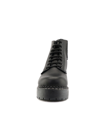Grinders Unisex Black Chalie Acs Leather Ankle Casual Lace Up Boots