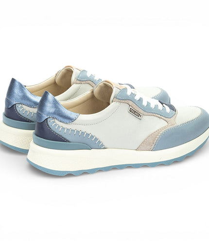 Pikolinos Women's Denim Blue Leather Lace Up Sneaker Trainers Shoes - Arrecife