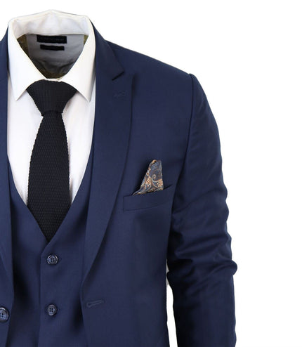 Mens IM1 Classic Plain Navy 3 Piece Suit