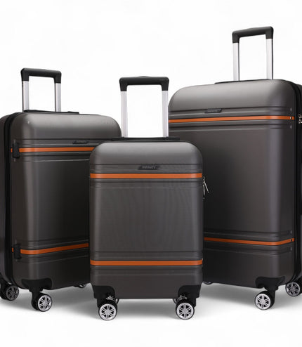 Calgary Set of 3 Hard Shell Suitcase in Charcoal Black