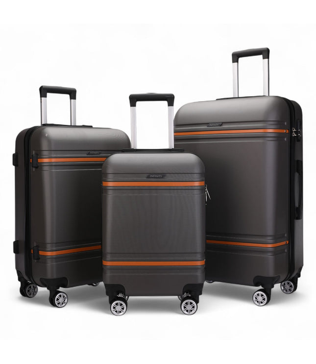 Calgary Set of 3 Hard Shell Suitcase in Charcoal Black