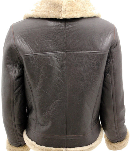 Womens Brown B3 Sheepskin Leather Flying Jacket-Kayseri