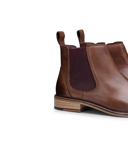 Mens Chestnut-Brown Leather Classic Chelsea Boots