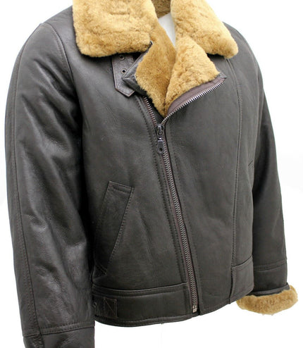 Mens Sheepskin Leather WW2 Bomber Jacket-Tucson - Brown Ginger