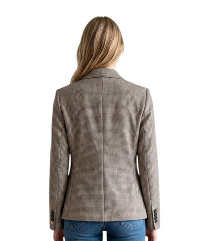 Women's Tweed Tailored Fit Blazer Wool Blend Formal Jacket - Kyoto
