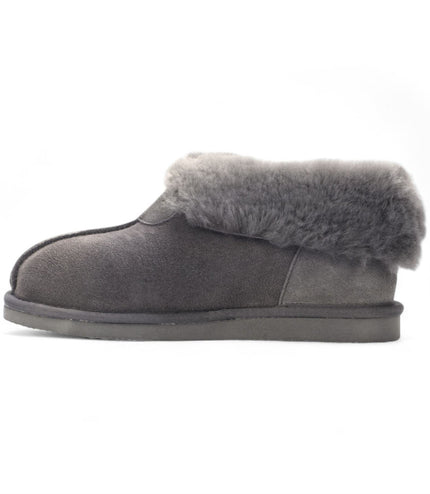 Women's Sheepskin Suede Ankle Grey Slip-On Bootie Winter - Glacier
