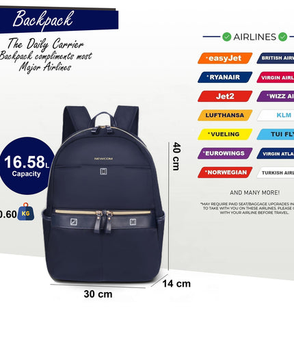 Backpack Rucksack 40 x 30 x 14 cm Blue Underseat Travel Cabin Bag for Ryanair, Easy Jet