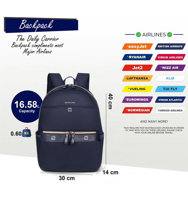 Backpack Rucksack 40 x 30 x 14 cm Blue Underseat Travel Cabin Bag for Ryanair, Easy Jet