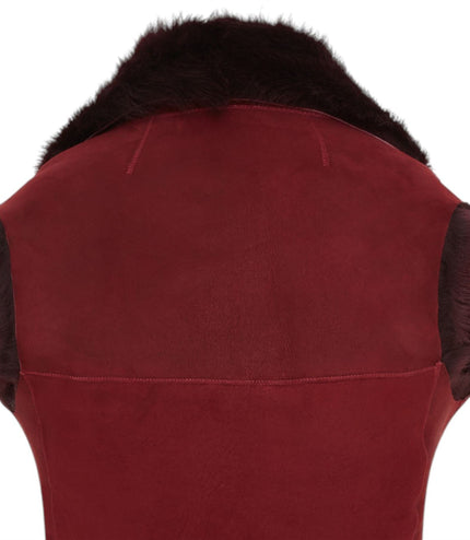 Women's Toscana Sheepskin Long Gilet-Sorocaba - Burgundy
