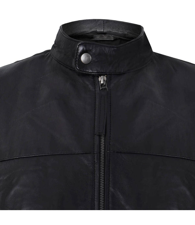 Mens Retro Leather Biker Jacket-Amsterdam