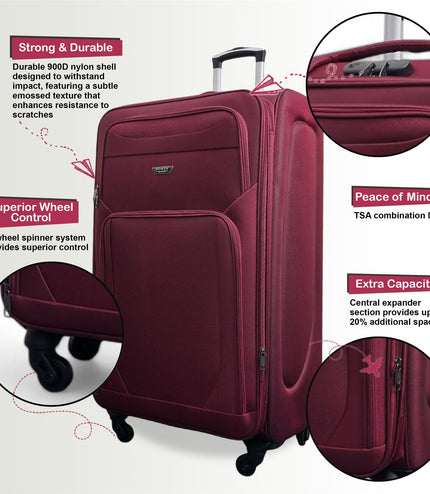 Nagoya X-Large Soft Shell Suitcase in Wine