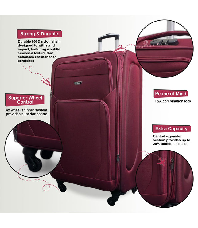 Nagoya X-Large Soft Shell Suitcase in Wine