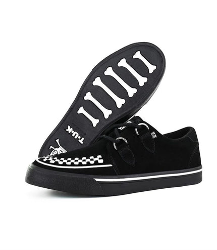 TUK Pointed Creeper Sneaker Black White Suede Platform Shoes - A9182